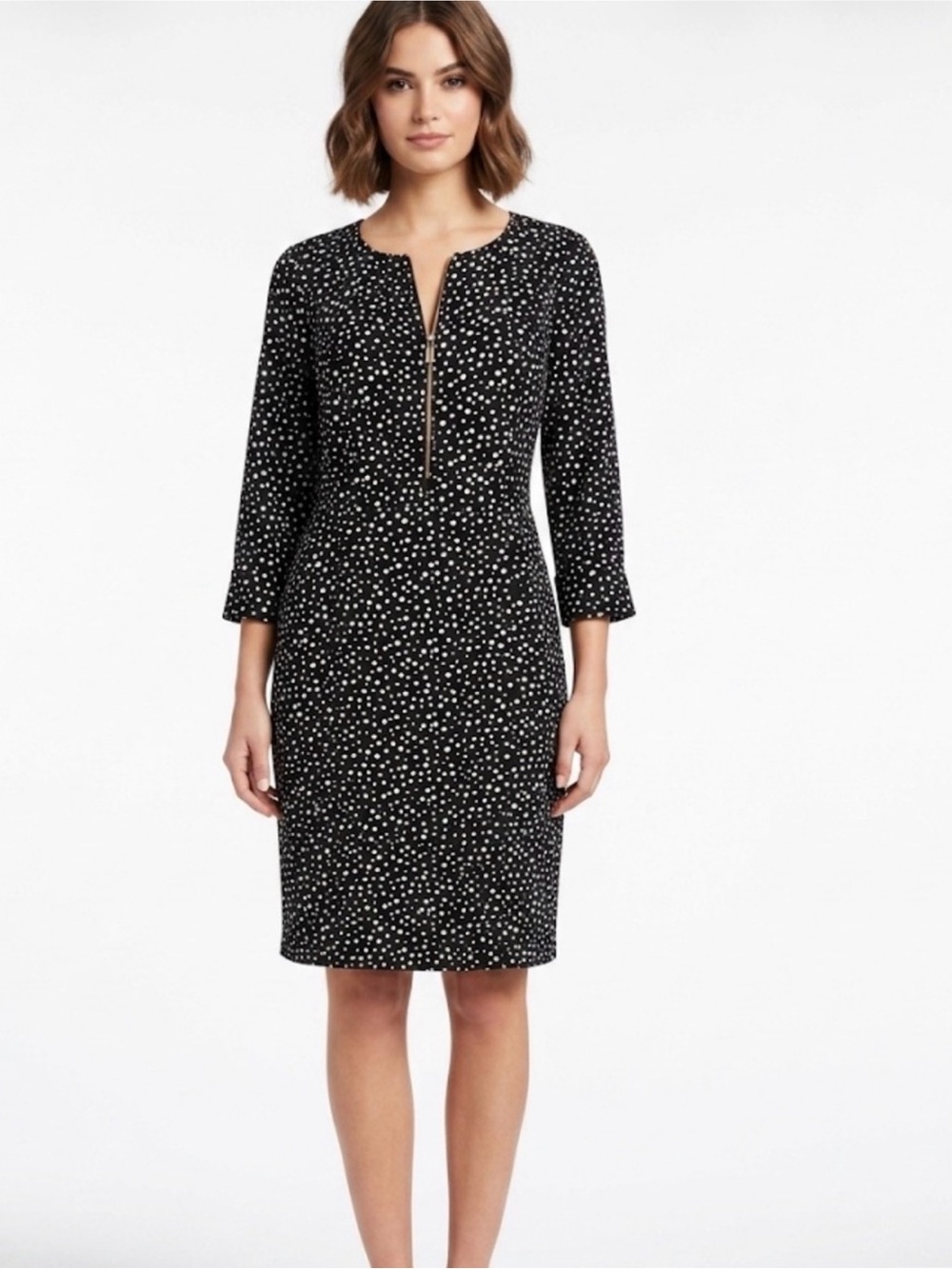 Lane Bryant Black & White Polka Dot Long Sleeve Dress, Women's 20